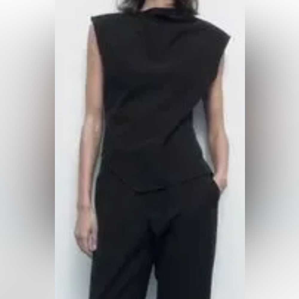 NEW Zara Asymmetric Anthracite Grey Top